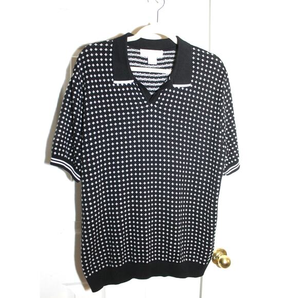 Frederik Anderson Copenhagen Black & White Print SS Pullover Sweater sz XL - Picture 1 of 3